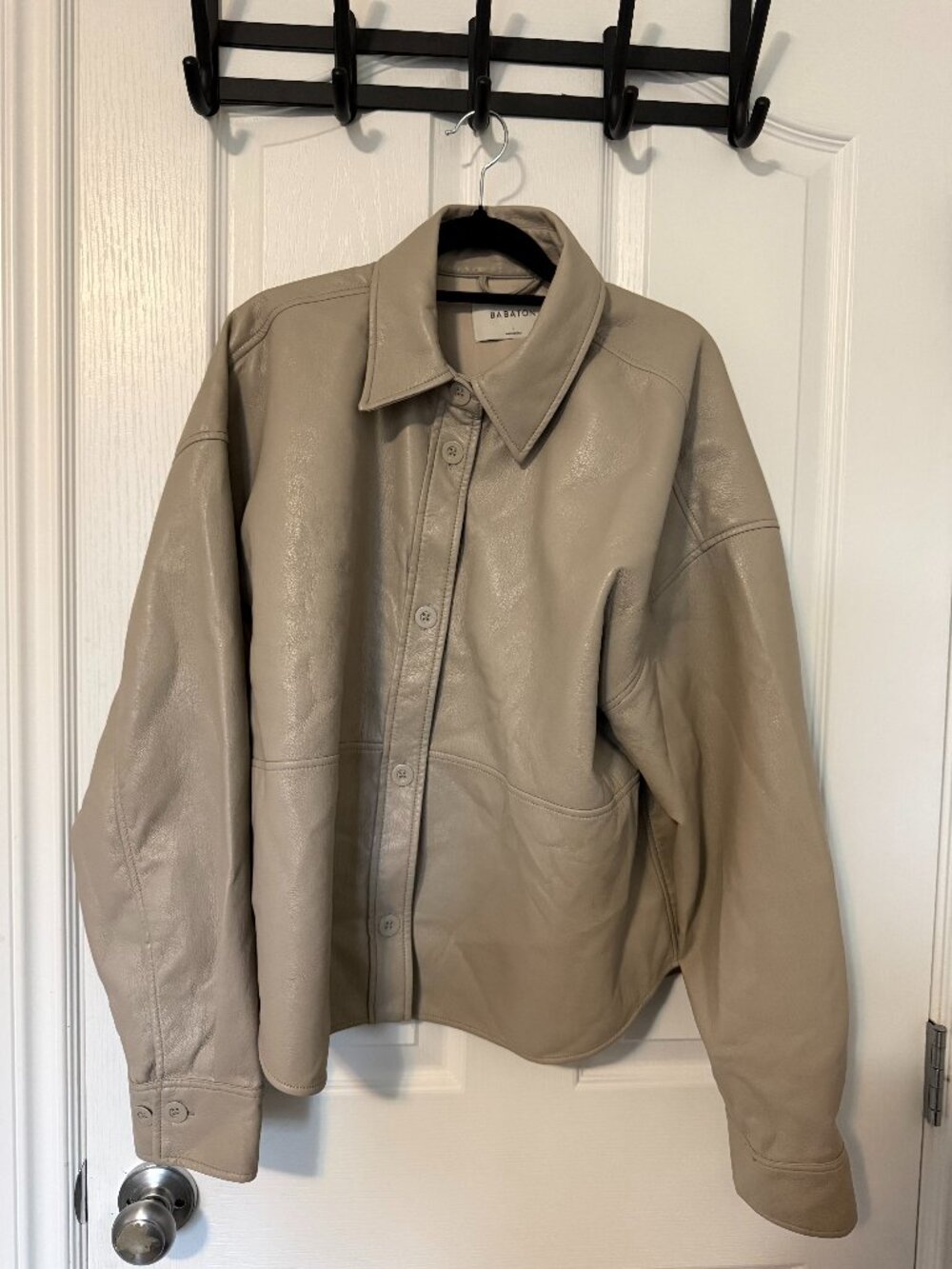 Faux Leather Shirt Jacket